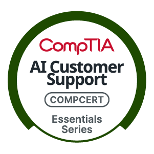 CompTIA AI Customer Support COMPCERT Essentials Series certification badge