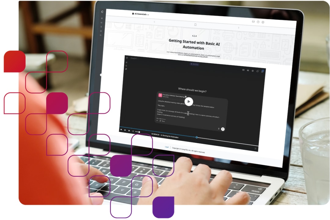 Person on a laptop viewing AI Essential video module